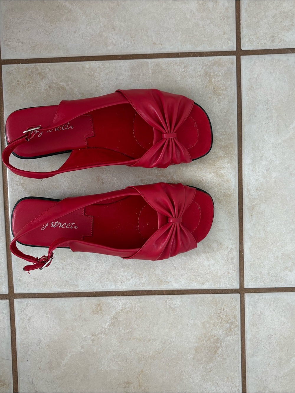 easy street Cherry Red Bow Knot Slingback Sandals for Women